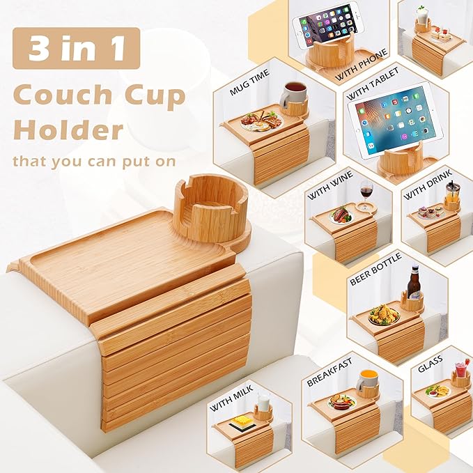 Bamboo Couch Cup Holder Tray 4 Bamboo Couch Cup Holder Tray 4